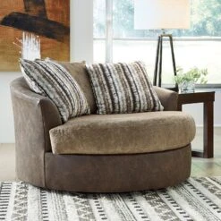 Alesbury Chocolate Oversized Swivel Accent Chair