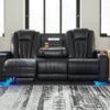 Center Point Black Reclining Sofa W/ Drop Down Table