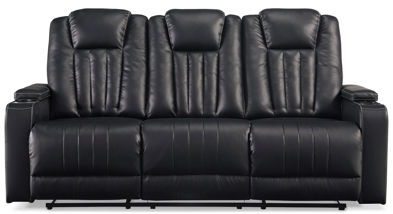 Center Point Black Reclining Sofa W/ Drop Down Table 2 Center Point Black Reclining Sofa W/ Drop Down Table - Image 2