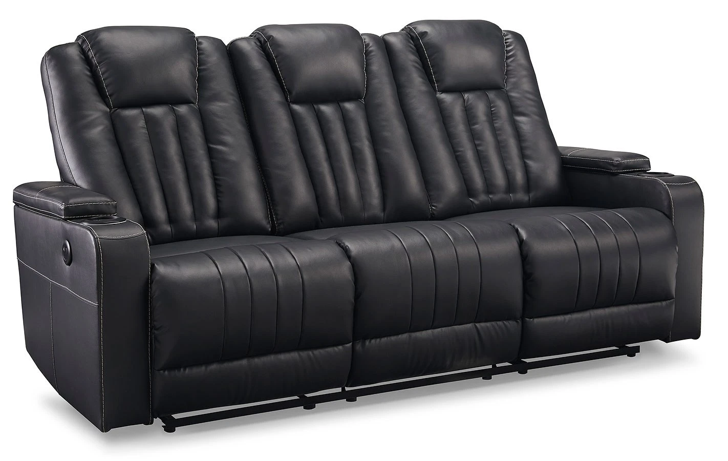 Center Point Black Reclining Sofa W/ Drop Down Table 3 Center Point Black Reclining Sofa W/ Drop Down Table - Image 3