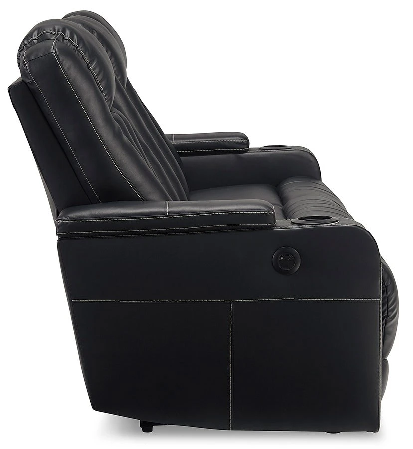 Center Point Black Reclining Sofa W/ Drop Down Table 6 Center Point Black Reclining Sofa W/ Drop Down Table - Image 6