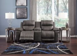 Erlangen Midnight Power Reclining Console Loveseat W/ Adjustable Headrests