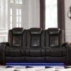Party Time Midnight Power Reclining Sofa W/ Adjustable Headrests
