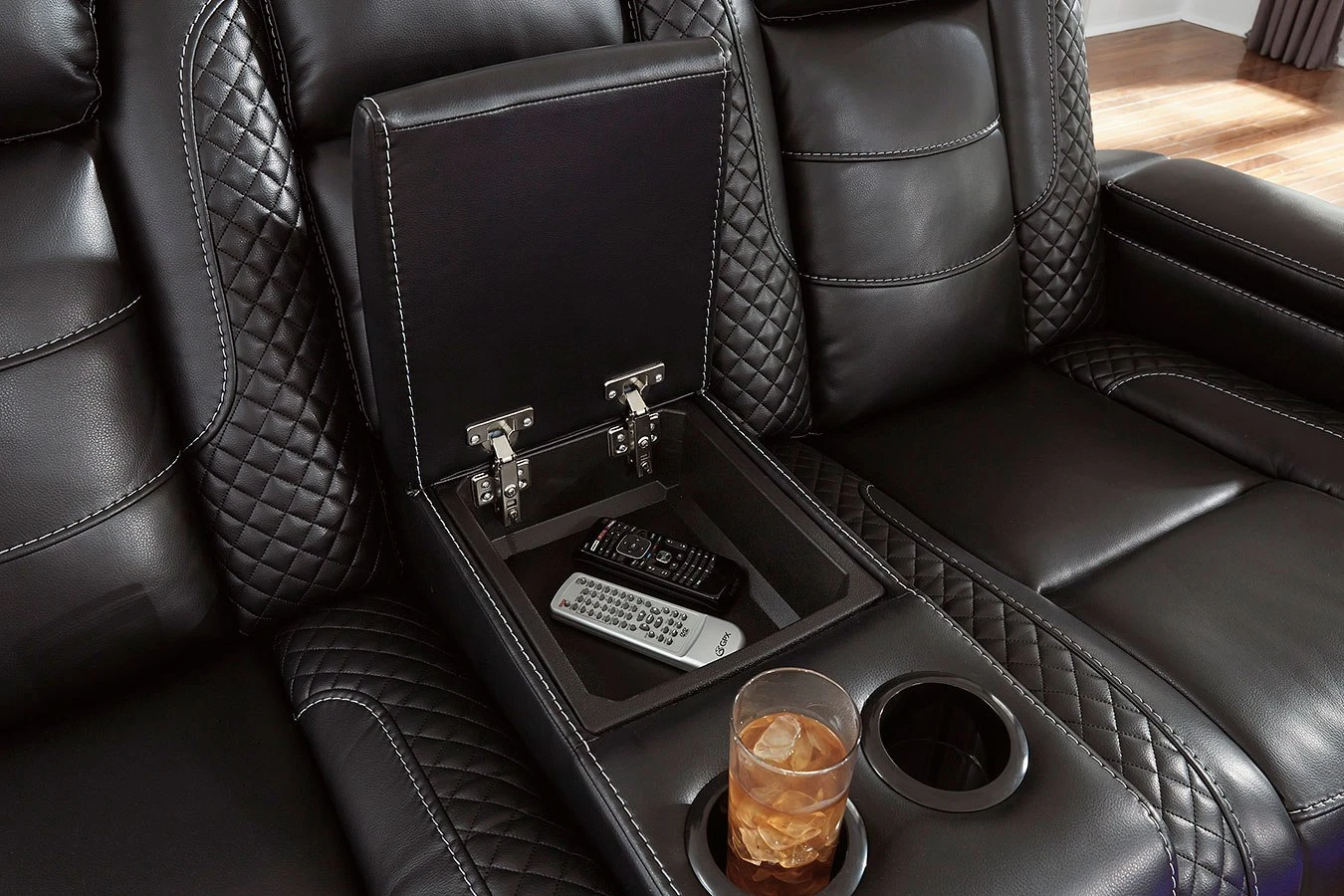 Party Time Midnight Power Reclining Console Loveseat W/ Adjustable Headrests 7 Party Time Midnight Power Reclining Console Loveseat W/ Adjustable Headrests - Image 7