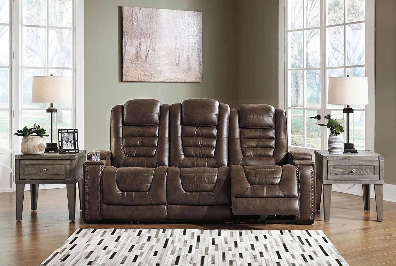 Game Zone Bark Power Reclining Sofa W/ Adjustable Headrests 1 Game Zone Bark Power Reclining Sofa W/ Adjustable Headrests