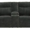 Martinglenn Ebony Power Reclining Loveseat W/ Console