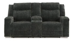 Martinglenn Ebony Power Reclining Loveseat W/ Console