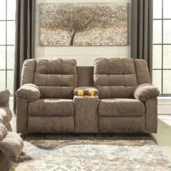 Workhorse Cocoa Reclining Loveseat W/ Console