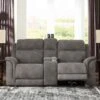 Next-Gen DuraPella Slate Power Reclining Console Loveseat W/ Adjustable Headrests