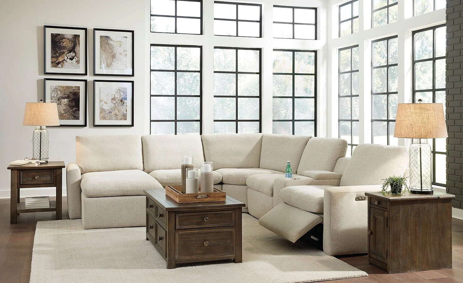 Hartsdale Linen Modular Power Reclining Sectional W/ Left Chaise 4 Hartsdale Linen Modular Power Reclining Sectional W/ Left Chaise - Image 4
