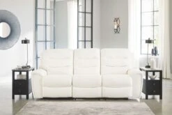 Warlin White Power Reclining Sofa W/ Adjustable Headrests