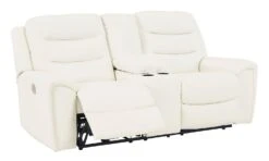 Warlin White Power Reclining Console Loveseat W/ Adjustable Headrests -Signature Design by Ashley 6110418 loveseat 6