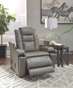 Boerna Gray Power Recliner W/ Wireless Charger And Bluetooth Speakers -Signature Design by Ashley 7360713 recliner 3