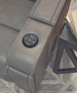 Boerna Gray Power Recliner W/ Wireless Charger And Bluetooth Speakers -Signature Design by Ashley 7360713 recliner 4