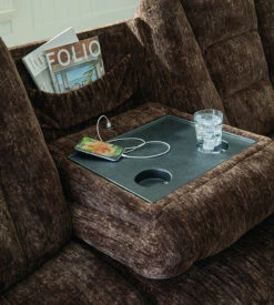 Soundwave Chocolate Reclining Sofa W/ Drop Down Table -Signature Design by Ashley 7450289 sofa 3