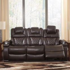 Warnerton Chocolate Power Reclining Sofa W/ Adjustable Headrest -Signature Design by Ashley 7540715 sofa 3 1