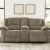 Draycoll Pewter Power Reclining Loveseat W/ Console