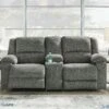 Goalie Pewter Reclining Loveseat W/ Console