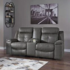 Jesolo Dark Gray Reclining Loveseat W/ Console