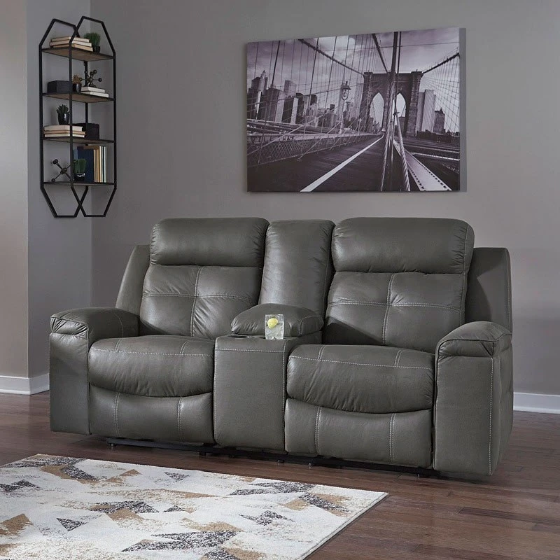 Jesolo Dark Gray Reclining Loveseat W/ Console 1 Jesolo Dark Gray Reclining Loveseat W/ Console