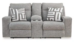 Biscoe Pewter Power Reclining Console Loveseat W/ Adjustable Headrests -Signature Design by Ashley 9050318 loveseat 3