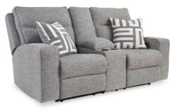 Biscoe Pewter Power Reclining Console Loveseat W/ Adjustable Headrests -Signature Design by Ashley 9050318 loveseat 4