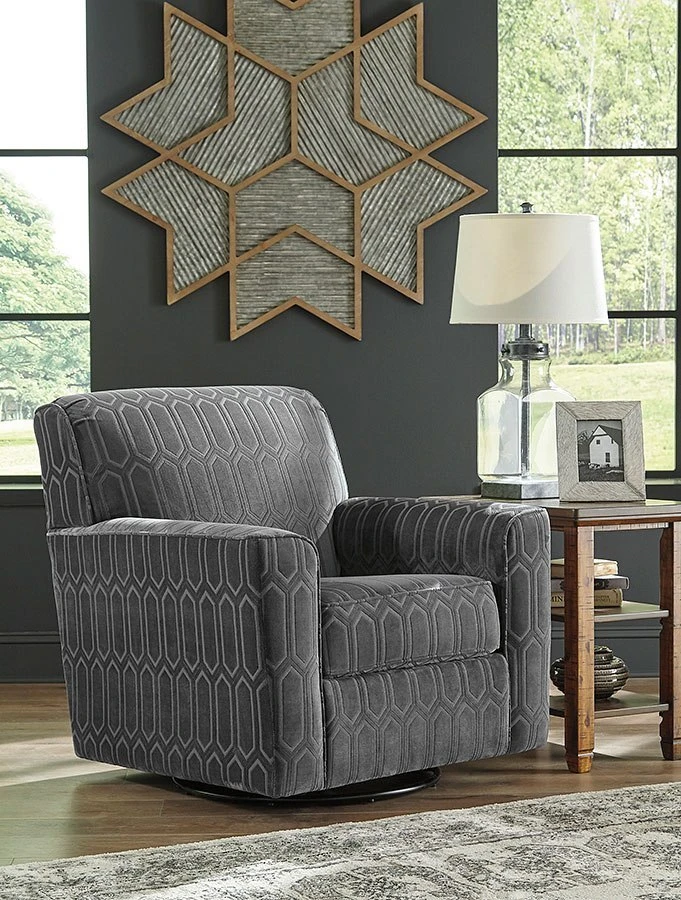 Zarina Graphite Swivel Accent Chair 1 Zarina Graphite Swivel Accent Chair