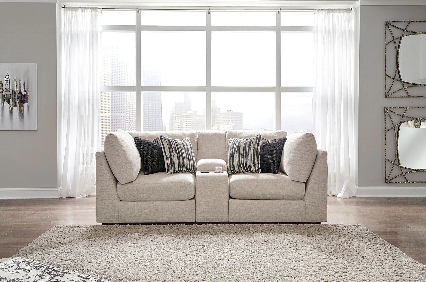 Kellway Bisque Loveseat W/ Console 1 Kellway Bisque Loveseat W/ Console