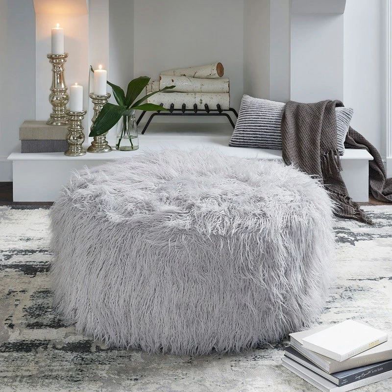 Galice Oversized Accent Ottoman (Light Gray) 1 Galice Oversized Accent Ottoman (Light Gray)