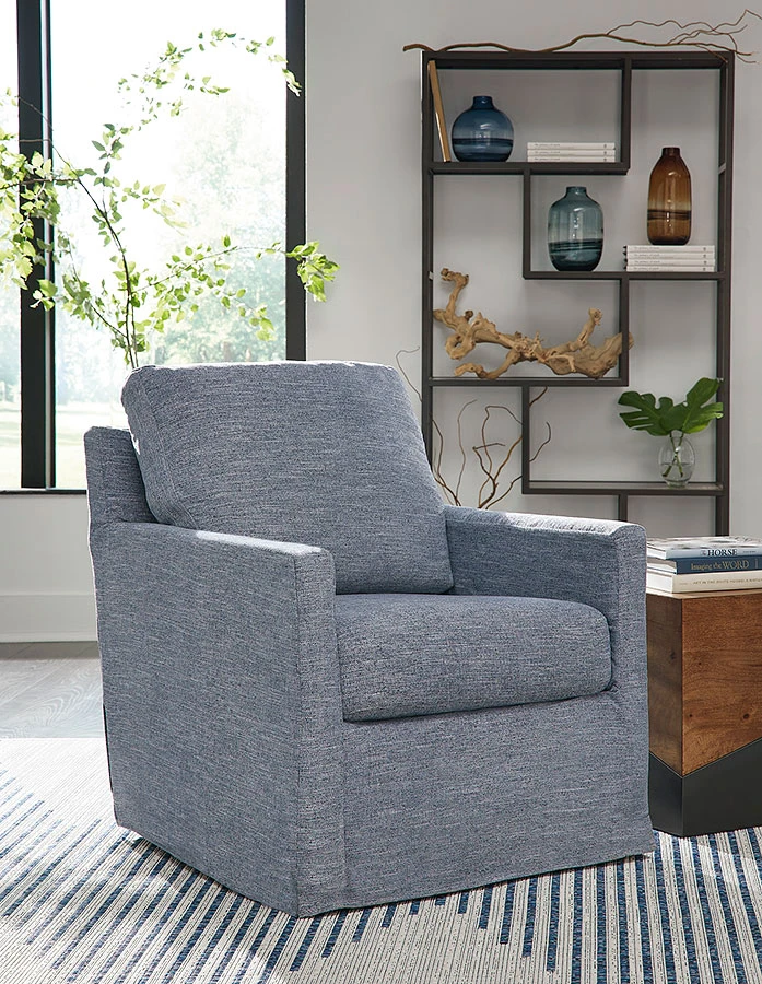 Nenana Next-Gen Nuvella Denim Swivel Glider Accent Chair 1 Nenana Next-Gen Nuvella Denim Swivel Glider Accent Chair