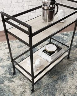 Waylowe Bar Cart (Black And Tan) -Signature Design by Ashley A4000366 bar cart 3