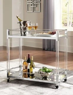 Chaseton Bar Cart (Clear And Silver)