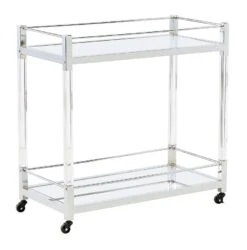 Chaseton Bar Cart (Clear And Silver) -Signature Design by Ashley A4000501 bar cart 4