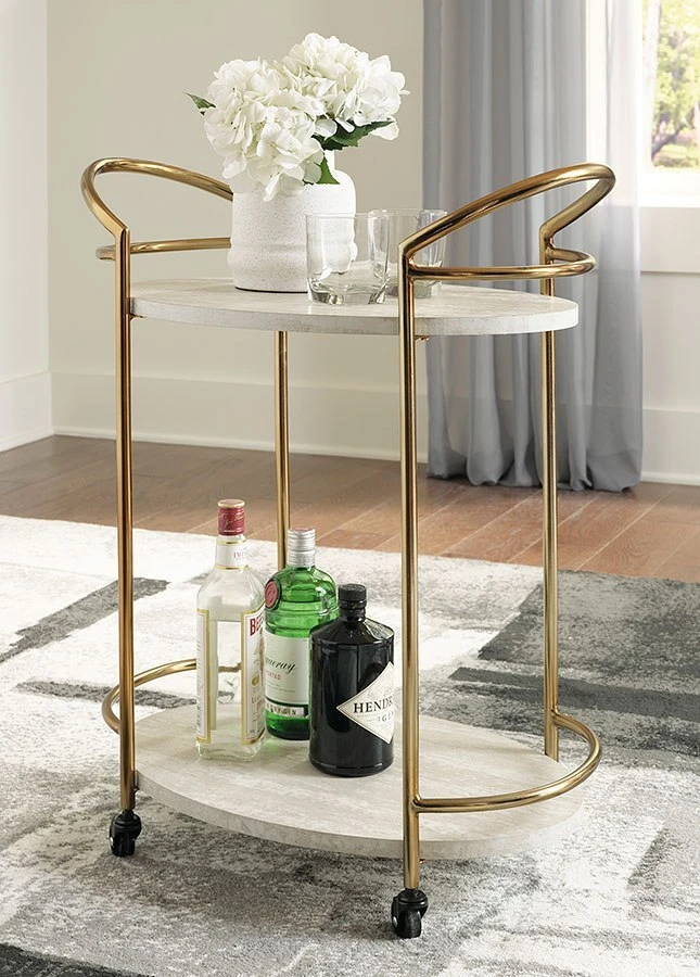 Tarica Bar Cart (Cream And Gold) 1 Tarica Bar Cart (Cream And Gold)