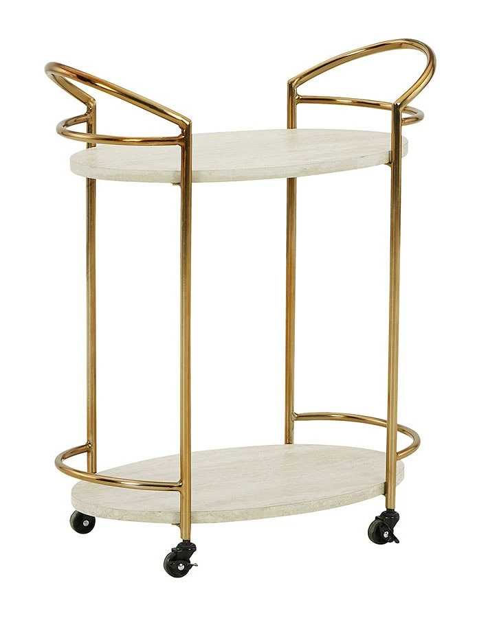 Tarica Bar Cart (Cream And Gold) 4 Tarica Bar Cart (Cream And Gold) - Image 4