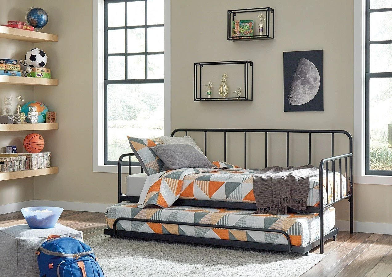 Trentlore Twin Metal Daybed W/ Trundle (Black) 1 Trentlore Twin Metal Daybed W/ Trundle (Black)