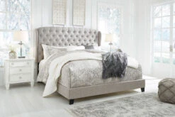 Jerary Light Gray Upholstered Wingback Bed -Signature Design by Ashley B090 982 bed 1