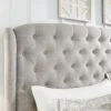 Jerary Light Gray Upholstered Wingback Bed