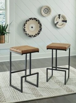 Strumford Caramel And Black Tall Upholstered Barstool (Set Of 2)