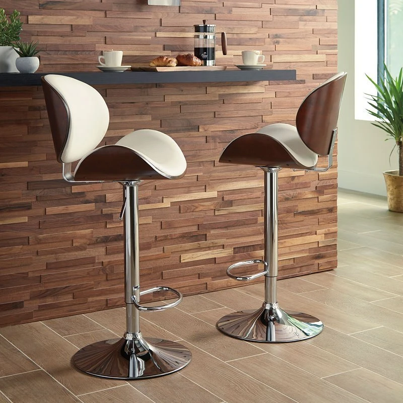 Bellatier Tall Upholstered Swivel Barstool (Bone/Brown) 4 Bellatier Tall Upholstered Swivel Barstool (Bone/Brown) - Image 4