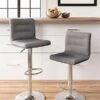 Pollzen Gray Upholstered Swivel Barstool (Set Of 2)