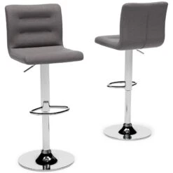 Pollzen Gray Upholstered Swivel Barstool (Set Of 2) -Signature Design by Ashley D121 830 barstool 4