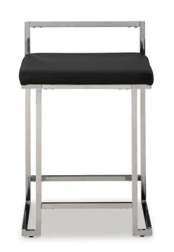 Madanere Black And Chrome Upholstered Barstool (Set Of 2) -Signature Design by Ashley D275 624 barstool 3