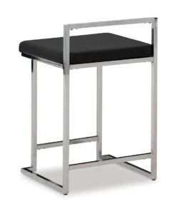 Madanere Black And Chrome Upholstered Barstool (Set Of 2) -Signature Design by Ashley D275 624 barstool 6