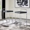Madanere Black And Chrome Tall Upholstered Barstool (Set Of 2)