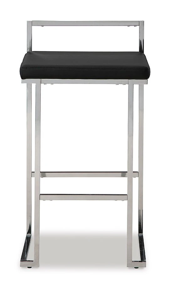 Madanere Black And Chrome Tall Upholstered Barstool (Set Of 2) 2 Madanere Black And Chrome Tall Upholstered Barstool (Set Of 2) - Image 2