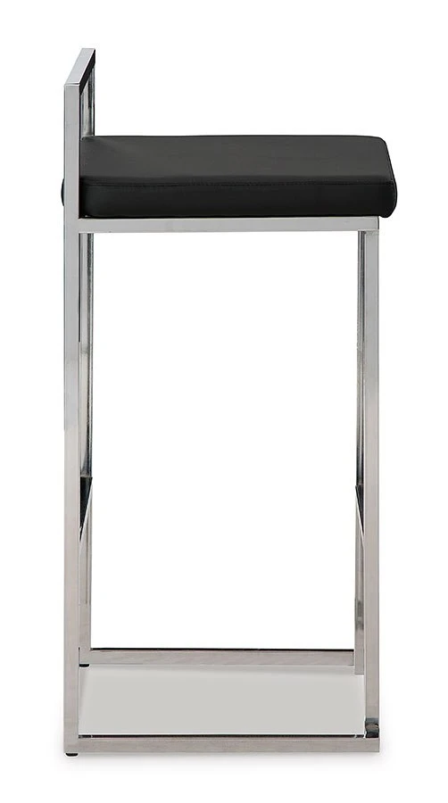 Madanere Black And Chrome Tall Upholstered Barstool (Set Of 2) 4 Madanere Black And Chrome Tall Upholstered Barstool (Set Of 2) - Image 4