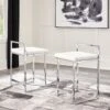 Madanere White And Chrome Upholstered Barstool (Set Of 2)