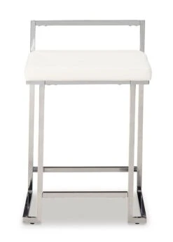 Madanere White And Chrome Upholstered Barstool (Set Of 2) -Signature Design by Ashley D275 724 barstool 3