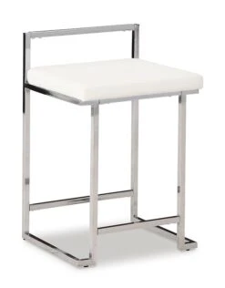 Madanere White And Chrome Upholstered Barstool (Set Of 2) -Signature Design by Ashley D275 724 barstool 4